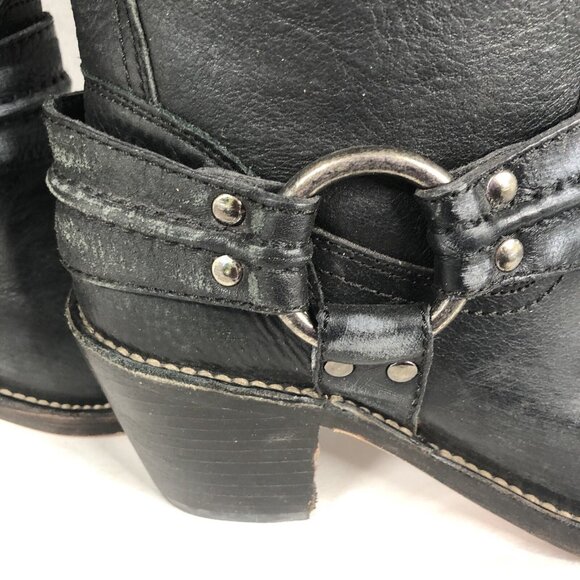Frye Boots Womens 6.5 Black Western Harness Cowboy Ranch Rodeo NEW - Picture 10 of 16